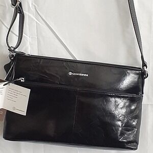 Giani Bernini Genuine Leather Black Should Bag‎ Adjustable Crossbody Purse